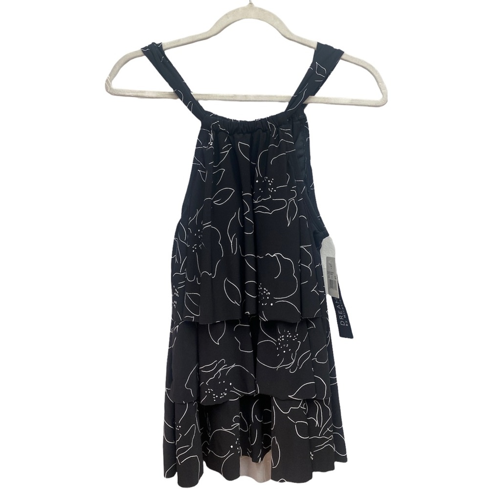 Women's Slimming Control Black Tiered Tankini Top Dreamsuit by Miracle Brands